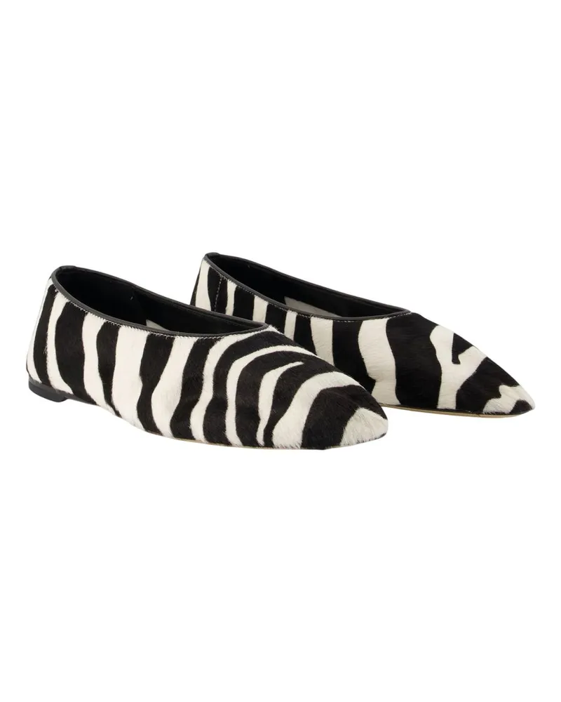Totême Zebra-Stripe Pony Hair Ballerinas — Multicolor 