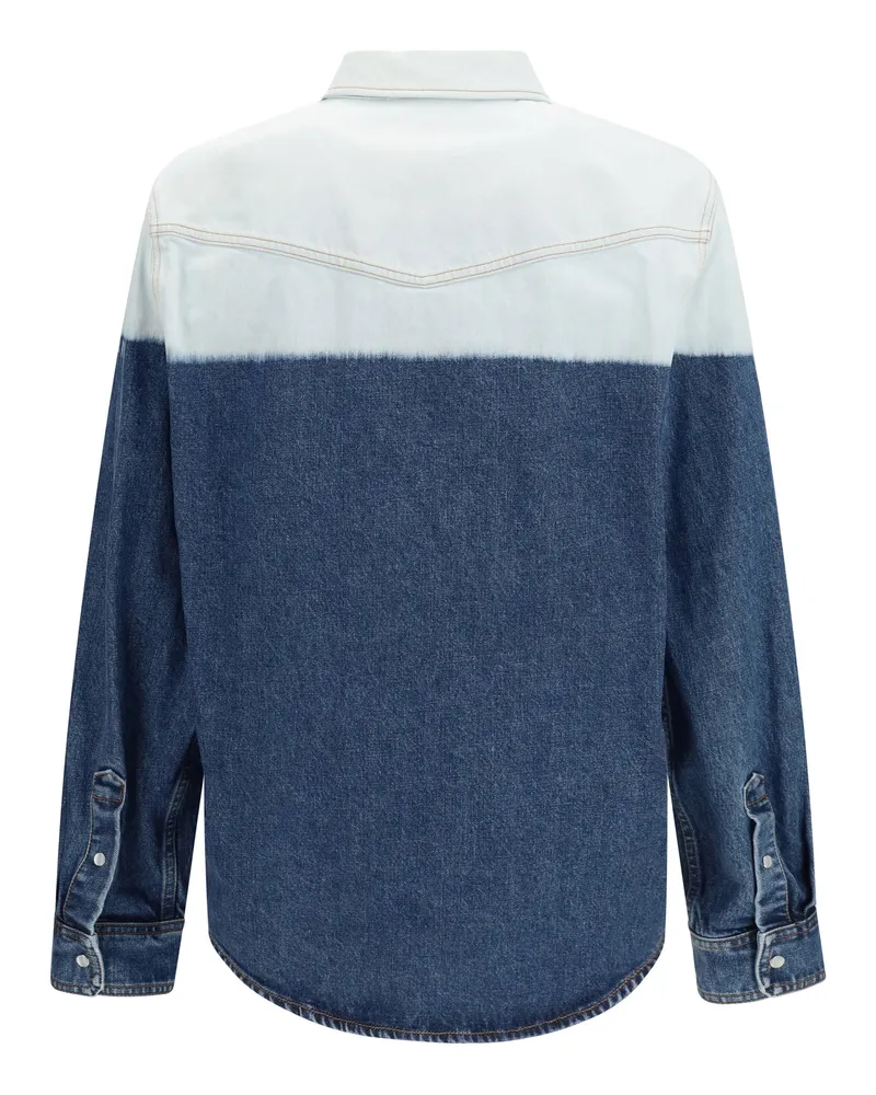 Marni Men's Dip-Dye Denim Shirt Ultramarine Cotton Navy