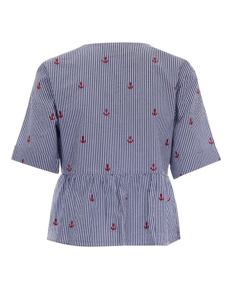 MC2 Saint Barth Women's Blouse Alyson Blue Stripes Cotton Shirt Blue