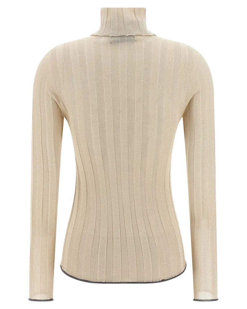 Fabiana Filippi Ribbed Lurex Sweater — Beige Beige