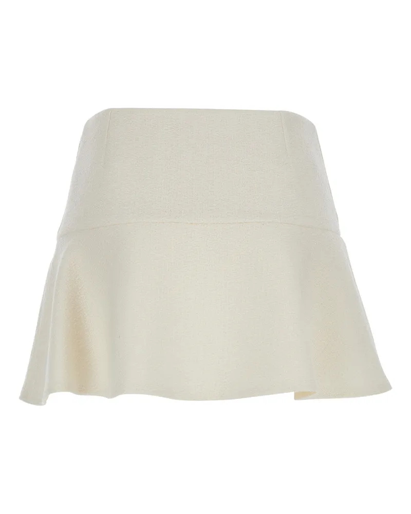 Gucci Women's White Wool Boucle Skirt With Hidden Closure White