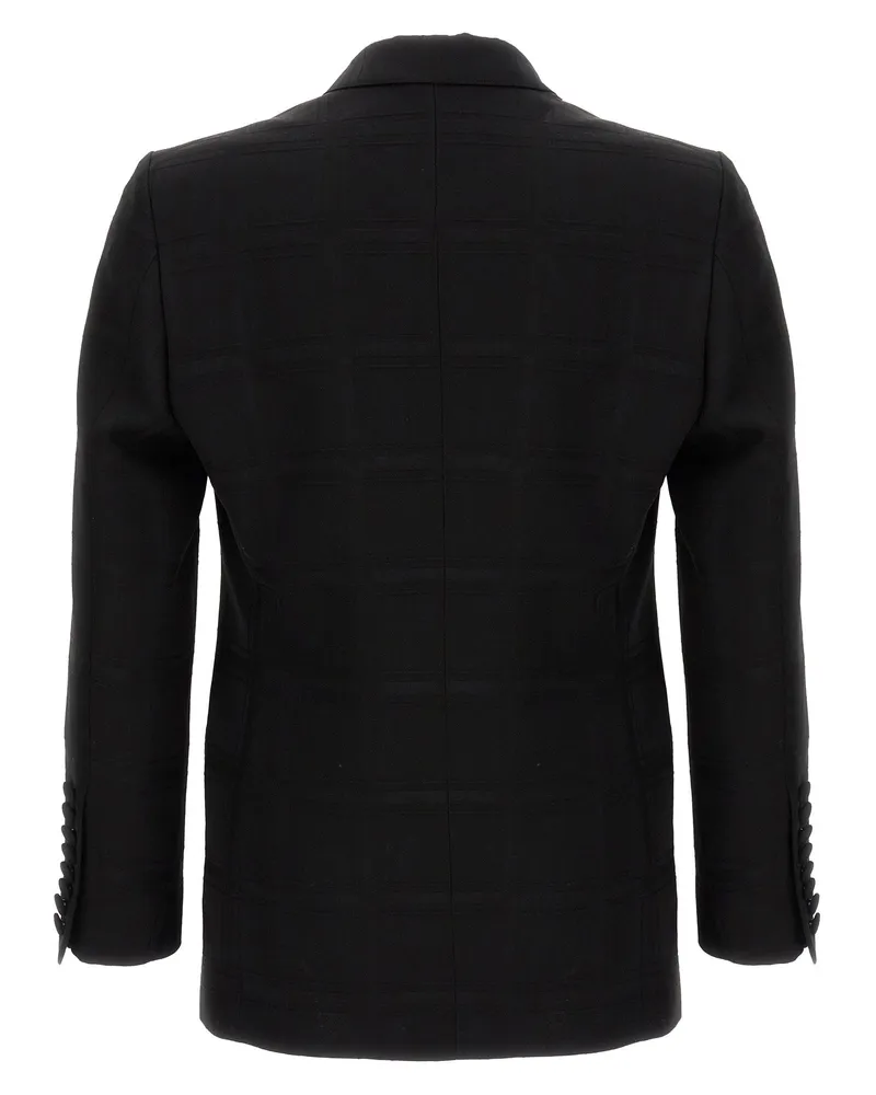 Etro Check Double-Breasted Wool Blazer — Black Black