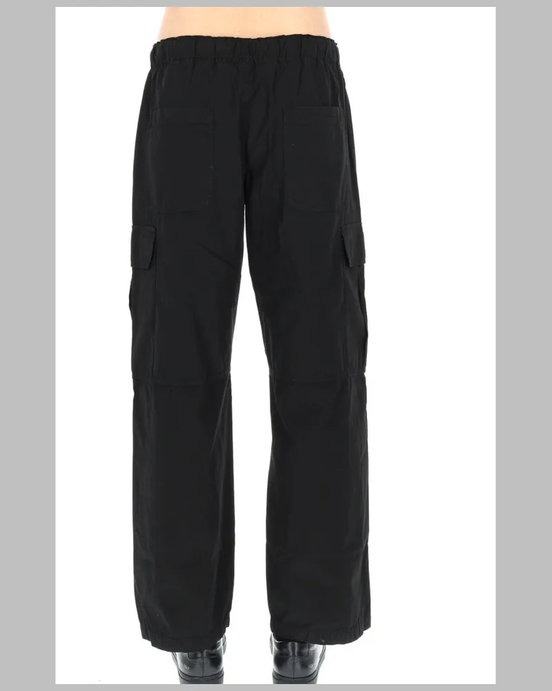 Palm Angels Curved Logo Cargo Trousers — Black Black
