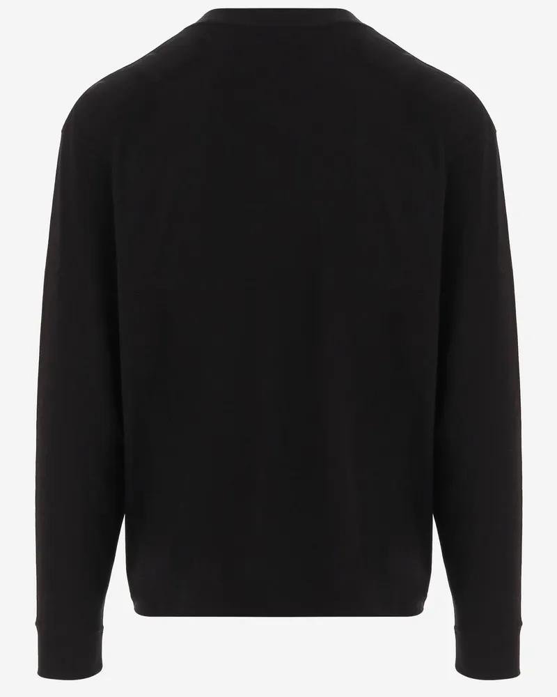 Saint Laurent Men's Cotton Sweater With Embroidered Logo Black Black