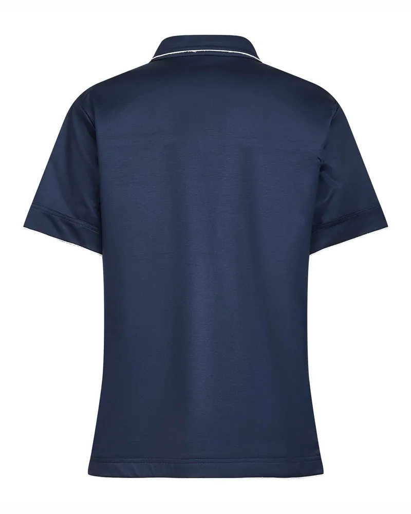 Prada Women's Blue Lisle Cotton Polo Shirt Tops Navy