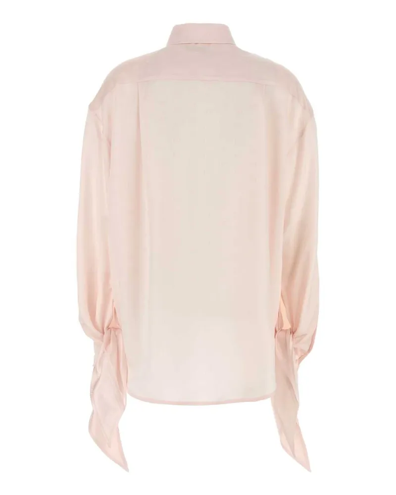 Balenciaga Women's Knotted Cuff Shirt Pink Silk Pink