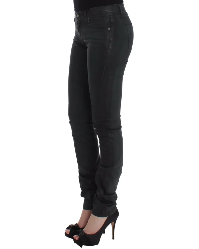 Ermanno Scervino Women's Green Slim Jeans Denim Pants Straight Leg Stretch Cotton Black