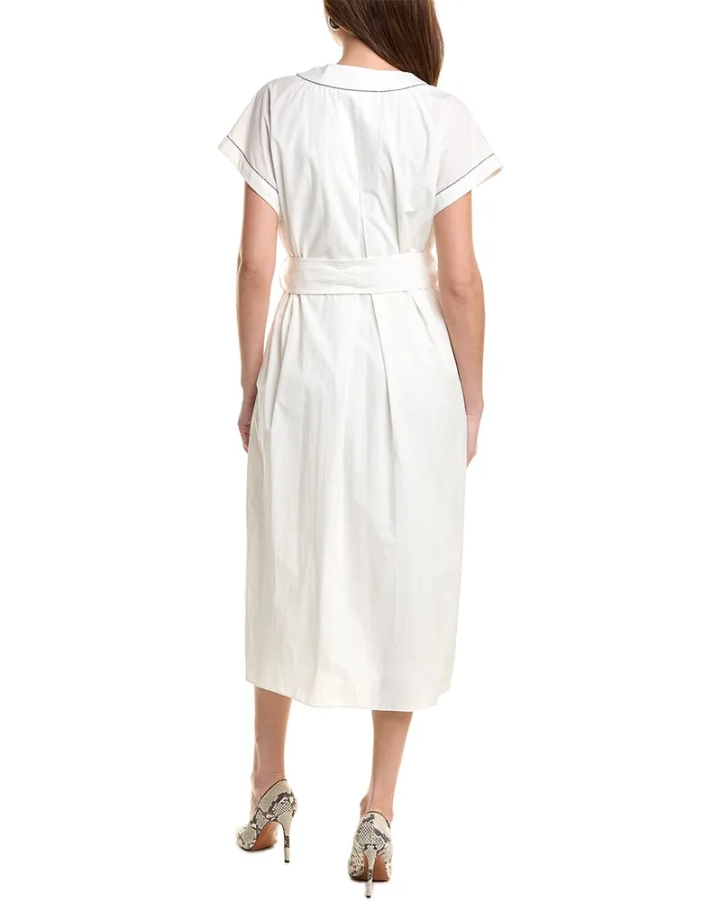 Brunello Cucinelli Womens Natural Cotton Belted Dress White White