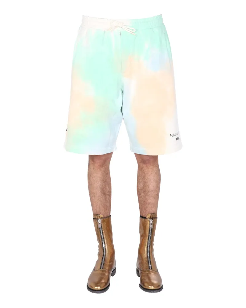 MSGM Tie-Dye Organic Cotton Bermuda Shorts — Multicolor Multicolor