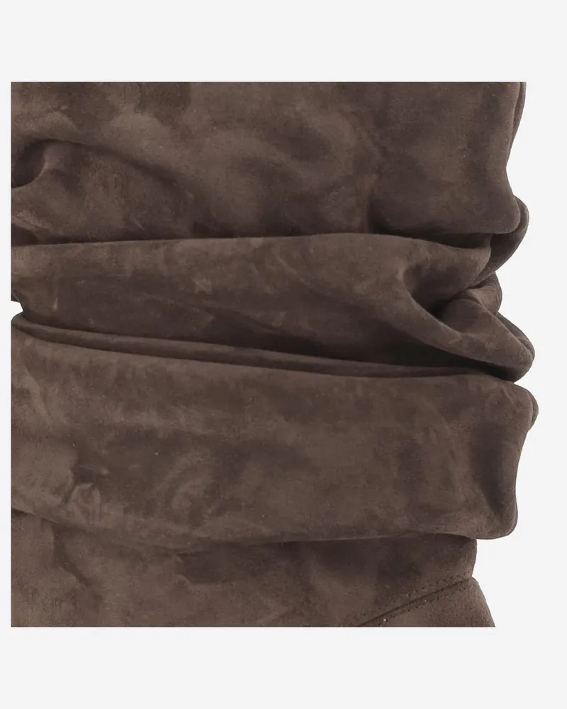 Amina Muaddi Women's Boots Jamie Suede Brown Leather Brown