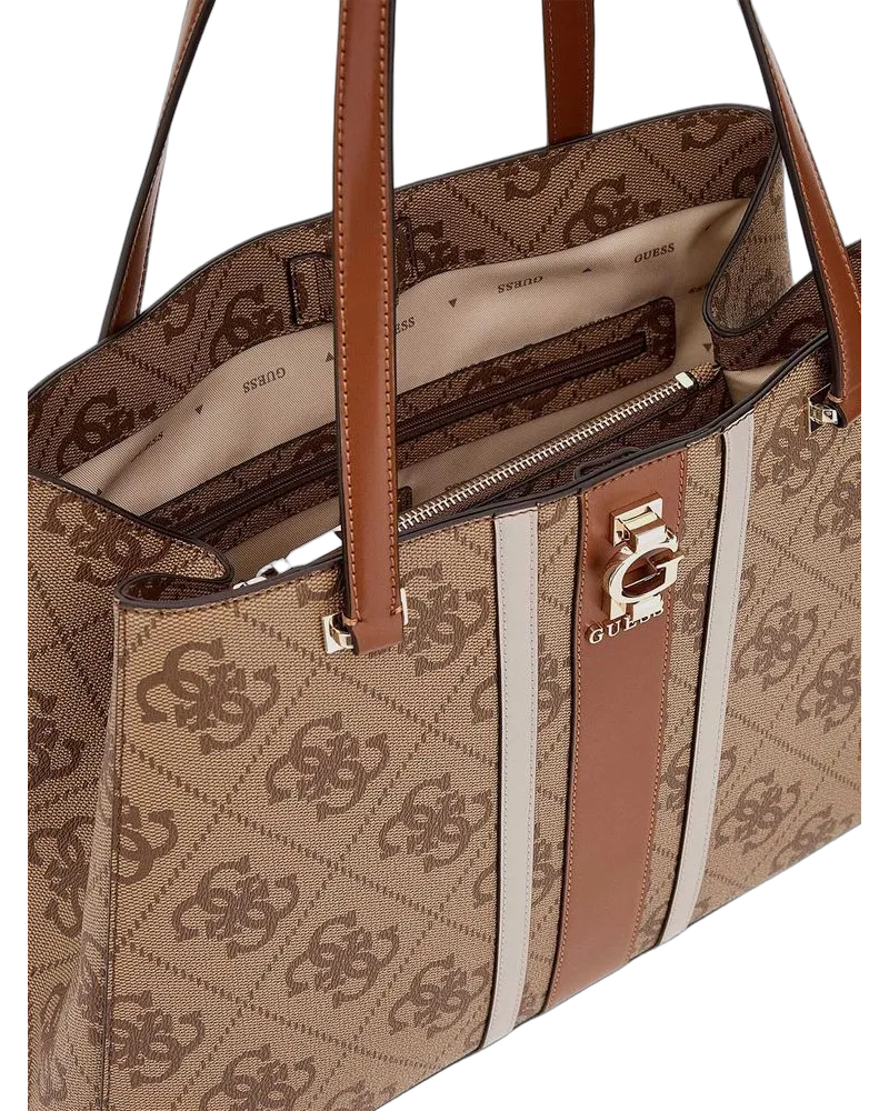Guess Women's Tote Latte Logo Polyurethane Tote-bags Beige