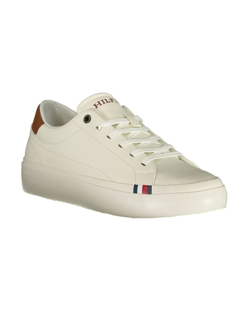 Tommy Hilfiger Lace-Up Leather-Trimmed Sneaker — White White