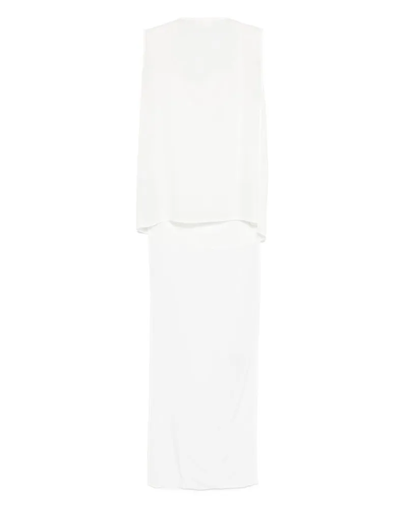 P.A.R.O.S.H. Silk Cowl Neck Tank Top — White White