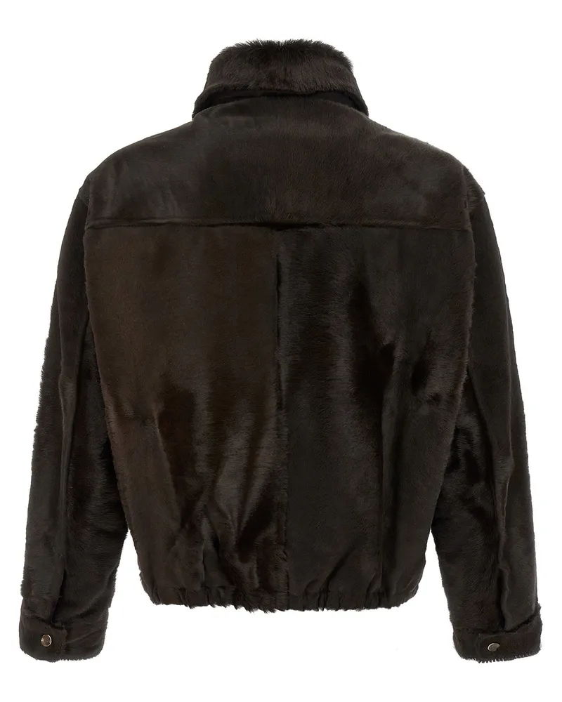 Giorgio Brato Pony Hair Calf Leather Jacket — Brown Brown