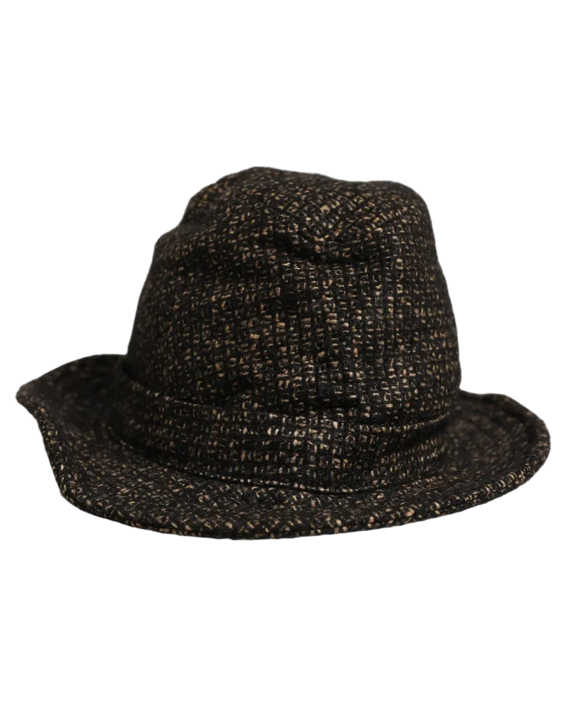 Dolce & Gabbana Women's Gray Melange Blended Textured Tweed Capello Hat Wool Alpaca Nylon Gray