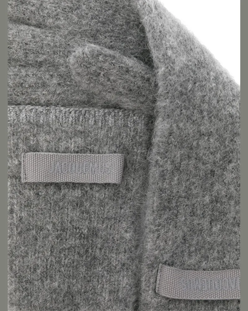 Jacquemus Women's Les Gants Gros Grain Logo Gloves Grey Accessories Gray