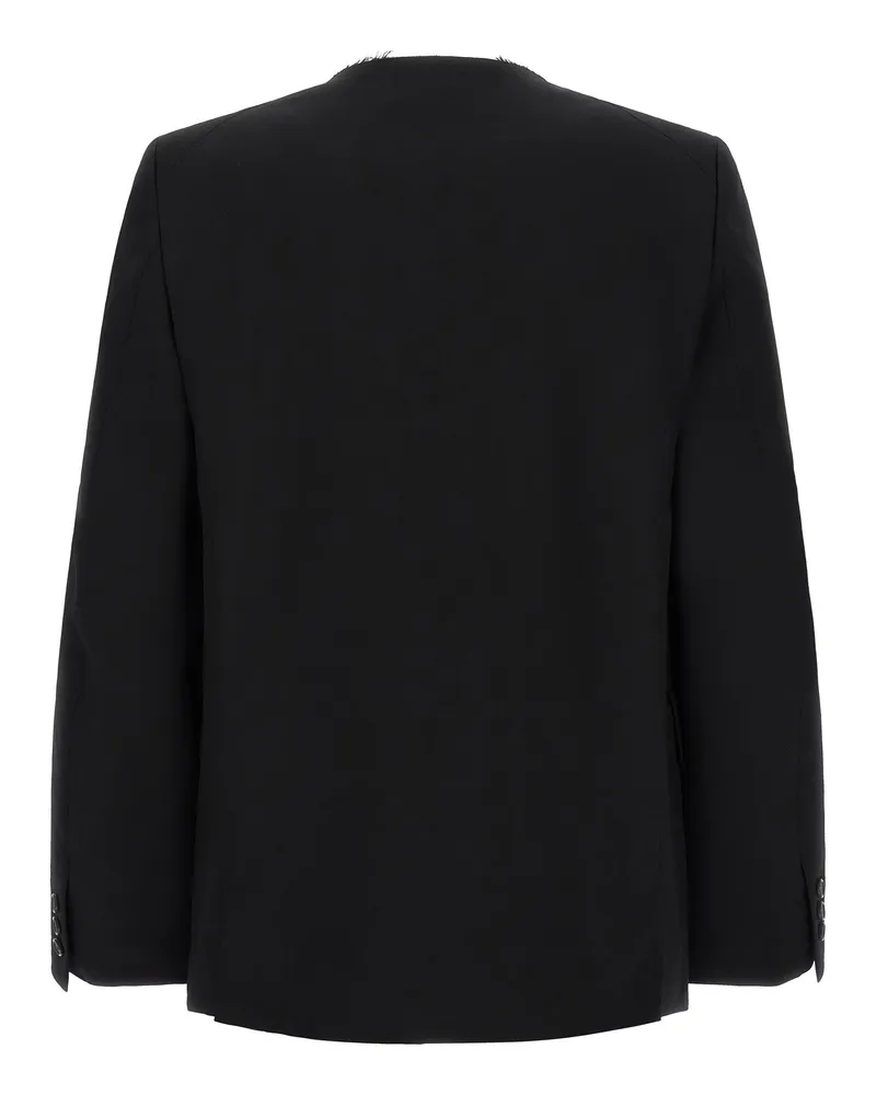 Comme des Garçons Collarless Wool Blazer — Black Black