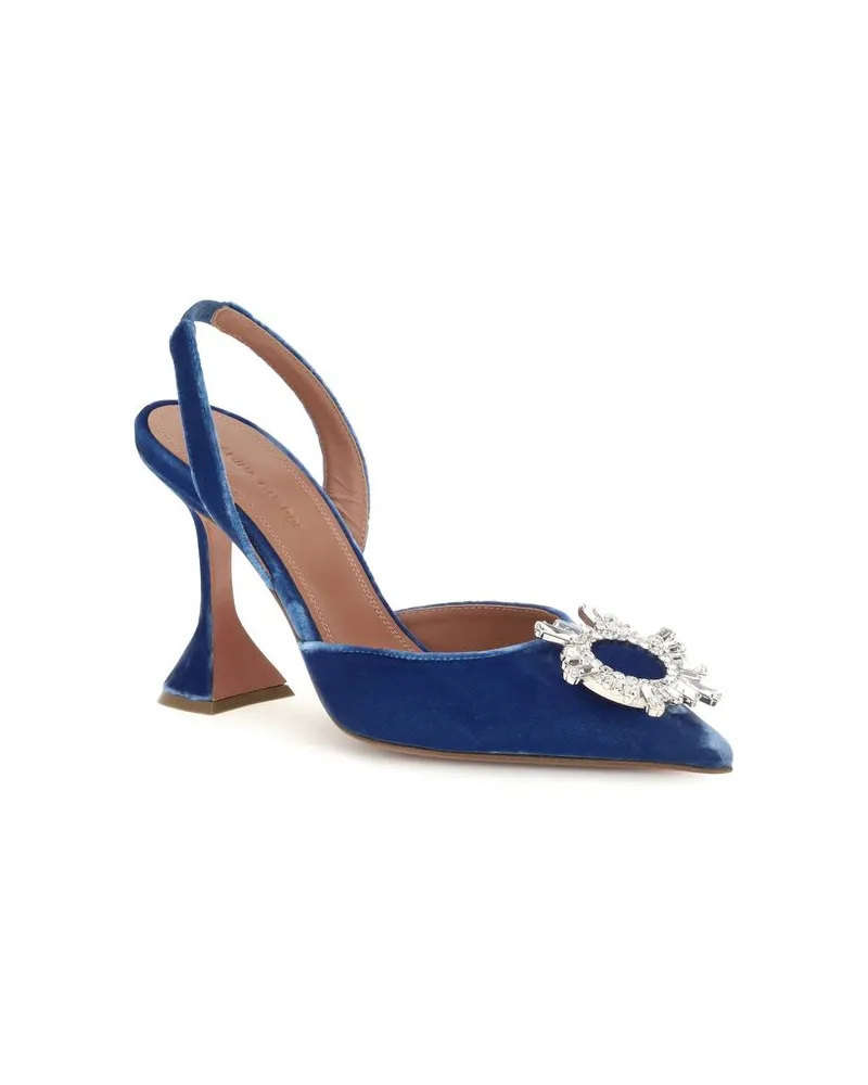 Amina Muaddi Begum Heel Sandal — Blue Blue