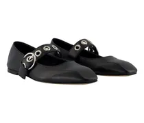 Women's Uma Eyelet Ballerina Black Calfskin