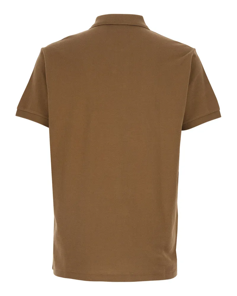 Ralph Lauren Embroidered Pony Logo Polo Shirt — Brown Brown