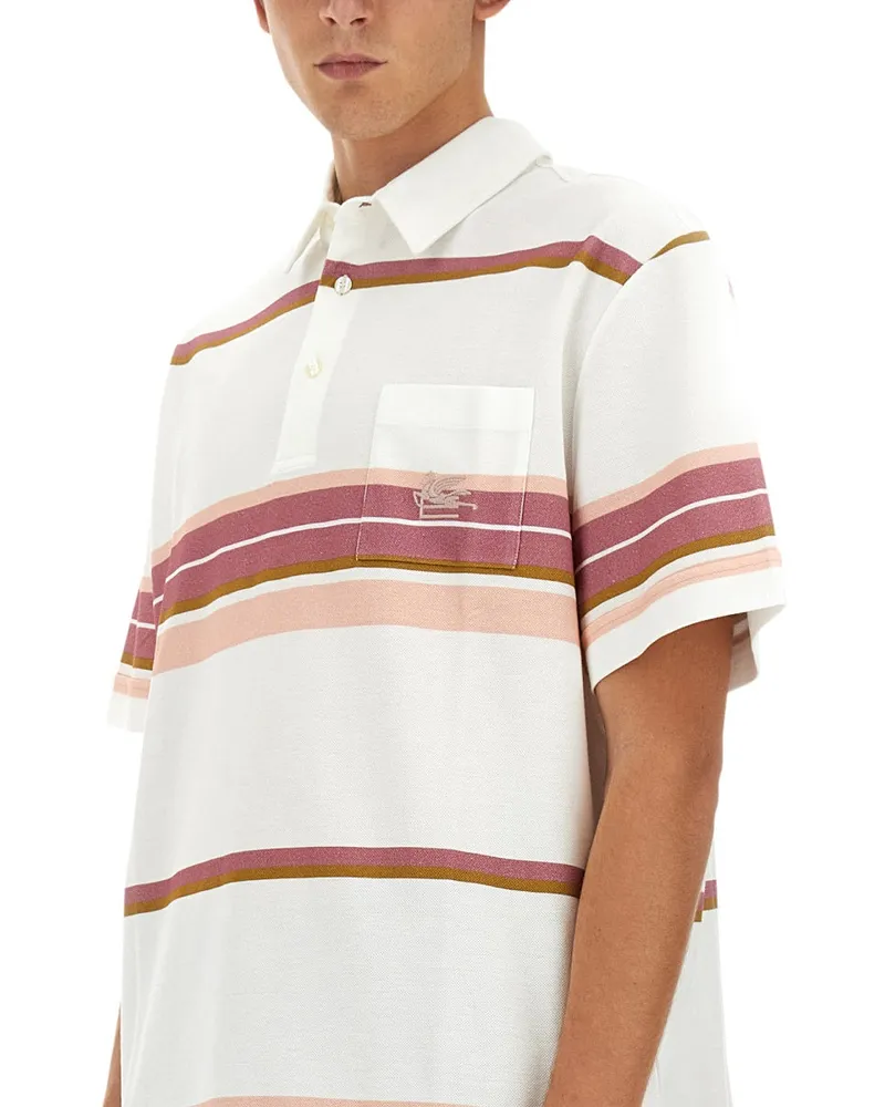 Etro Pegasus Embroidered Cotton Polo Shirt — Ivory Ivory