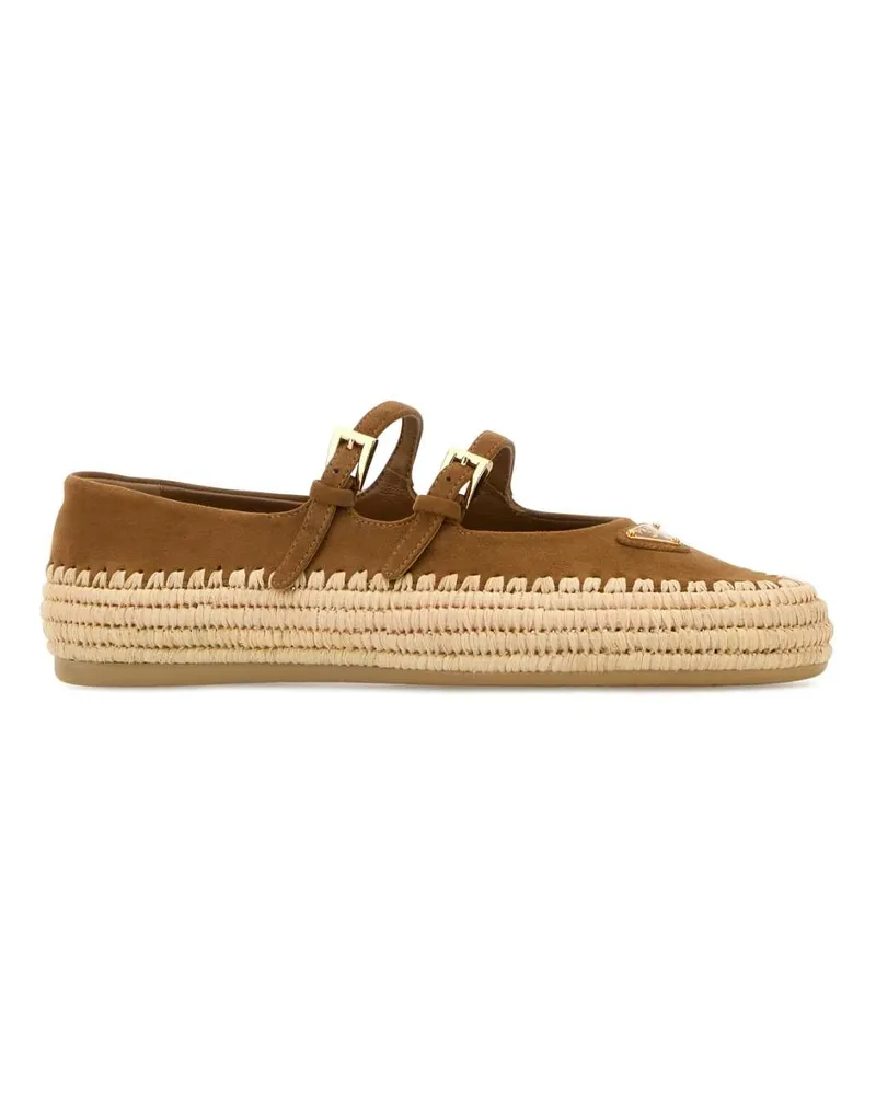 Prada Cannella Ballerine Flat Shoes Brown