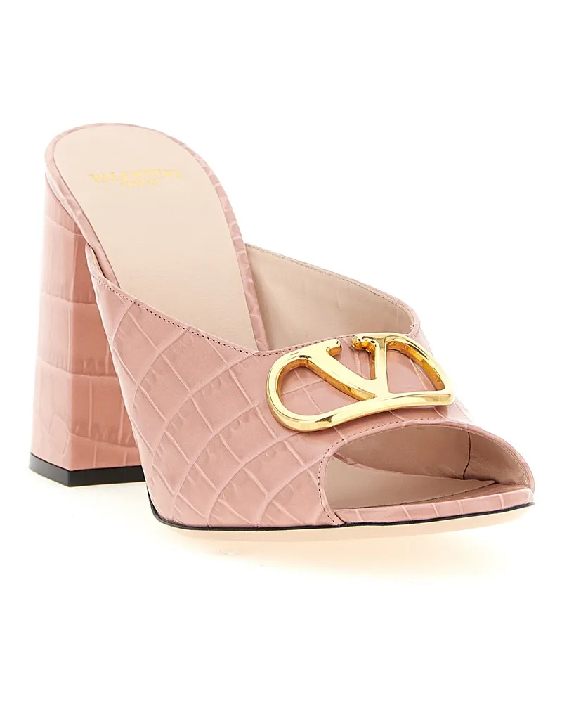 Valentino Garavani Crocodile-Embossed Calf Leather Slide — Pink Pink