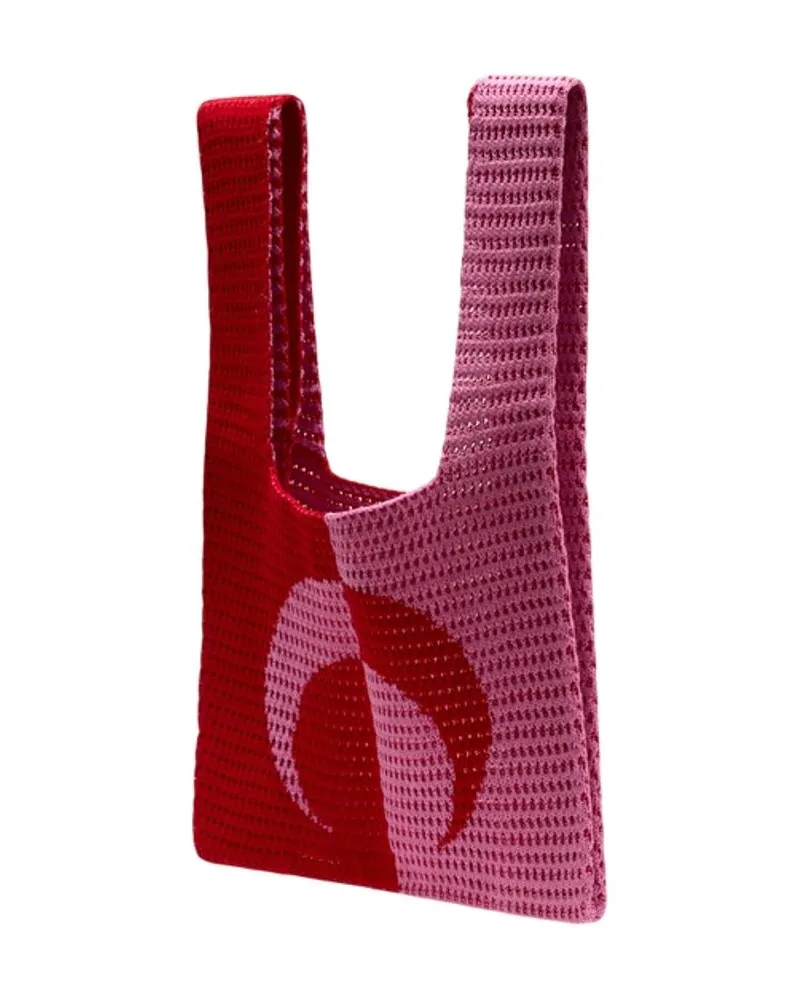 Marine Serre Women's Crochet Colorblock Tote Red Cotton Red