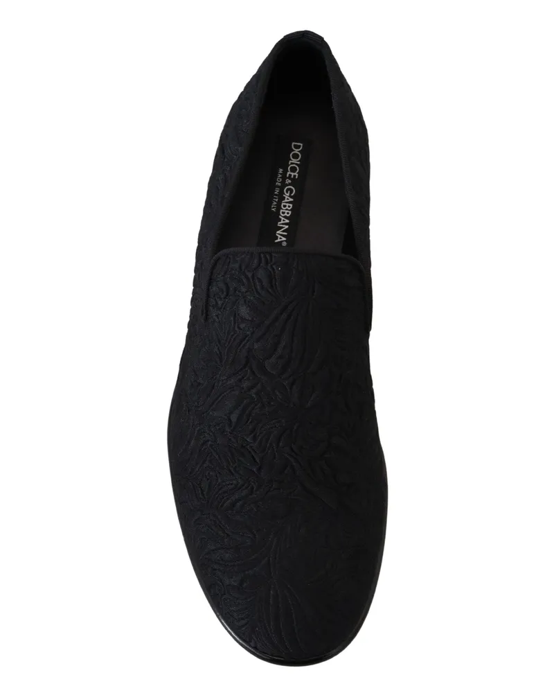 Dolce & Gabbana Men's Black Floral Jacquard Slippers Loafers Shoes Viscose Black