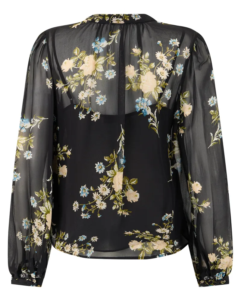 Veronica Beard Floral-Print Silk-Blend Shirt — Black Black