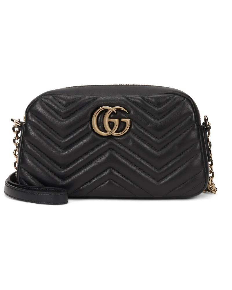 Gucci Women's Shoulder Bag Gg Marmont Chevron Nappa Black Lambskin Black