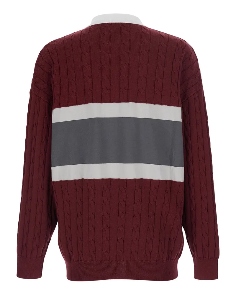 Balenciaga Men Sweater Cotton Cable Bordeaux Tops Top Burgundy