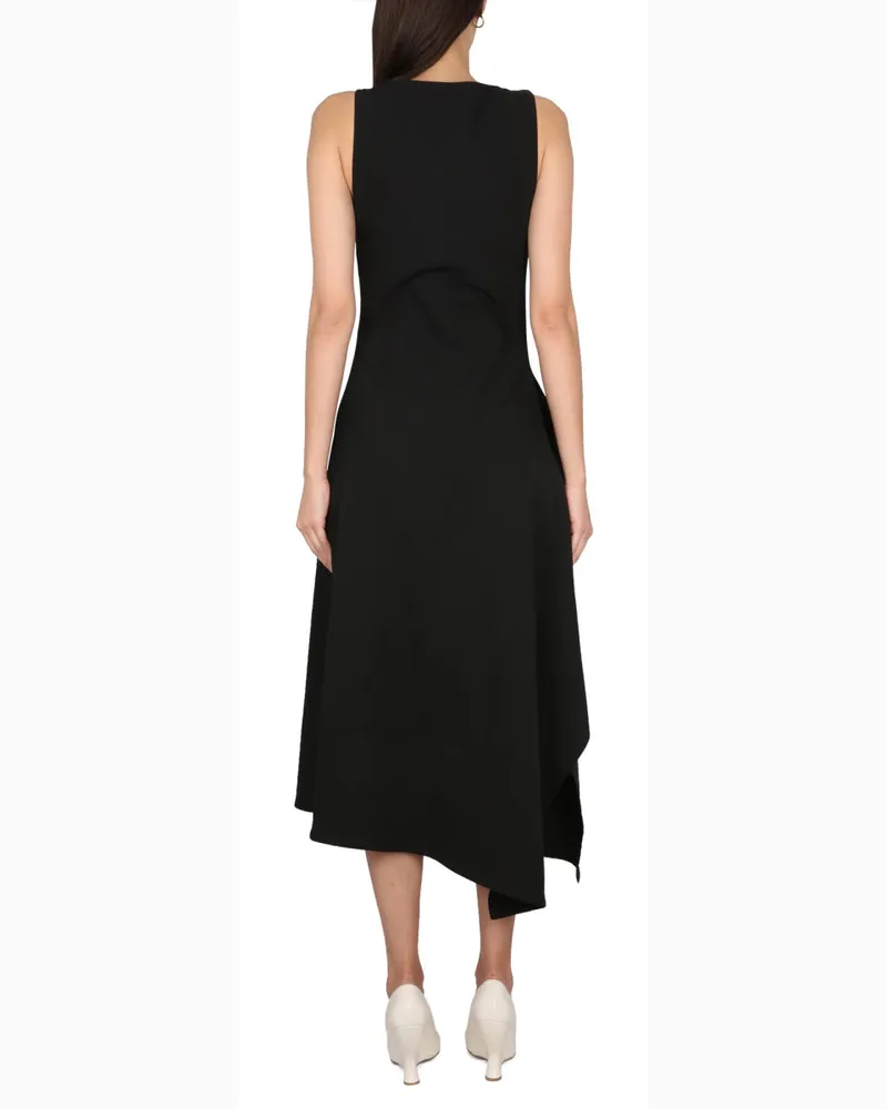 Bottega Veneta Asymmetrical Midi Dress — Black Black