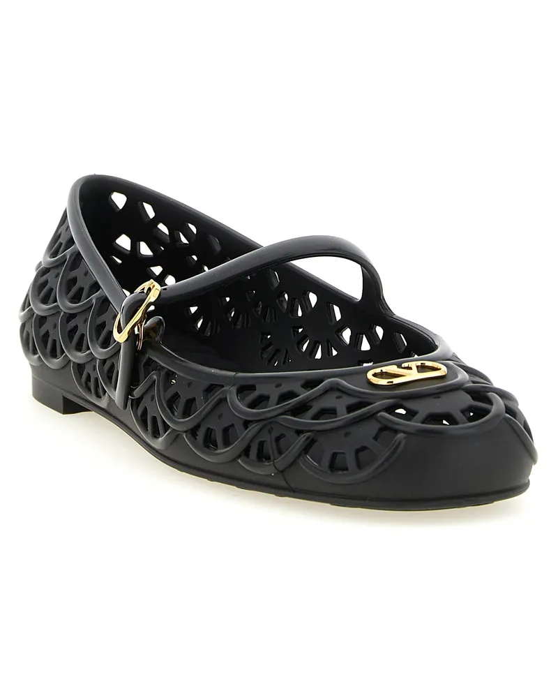 Valentino Garavani Women's Black Polyvinyl Ballet Flats Black