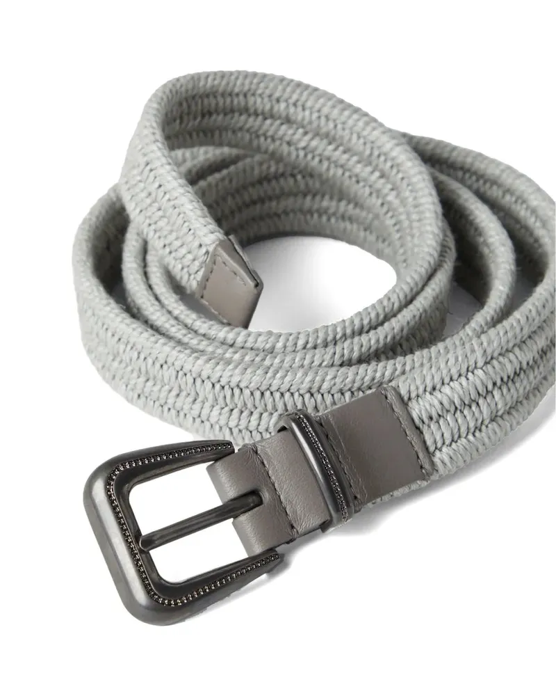 Brunello Cucinelli Womens Light Gray Woven Belt Accessories & Slg Gray