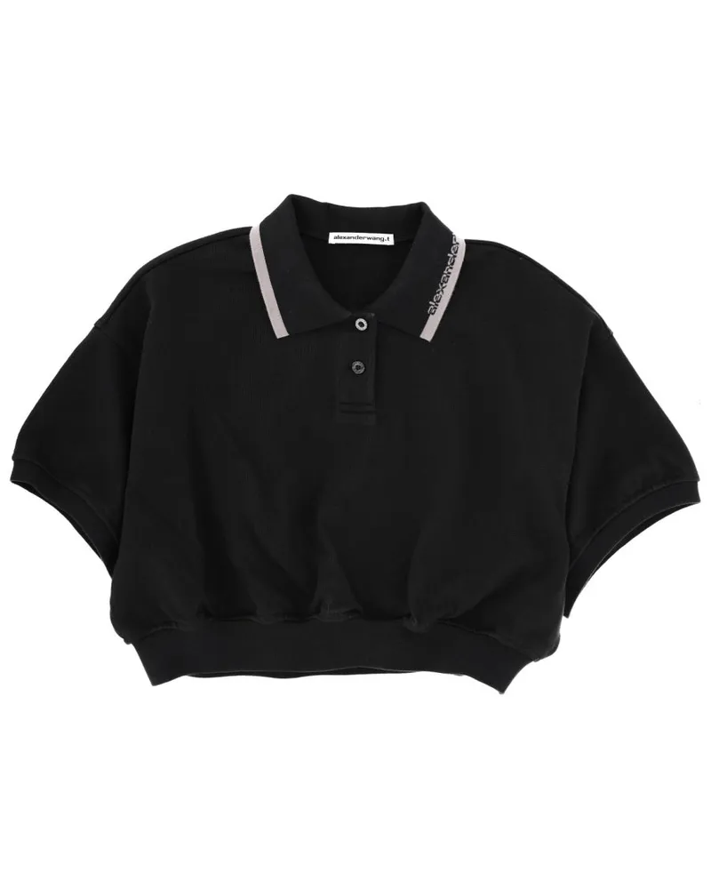 Alexander Wang Cropped Cotton Polo — Black Black