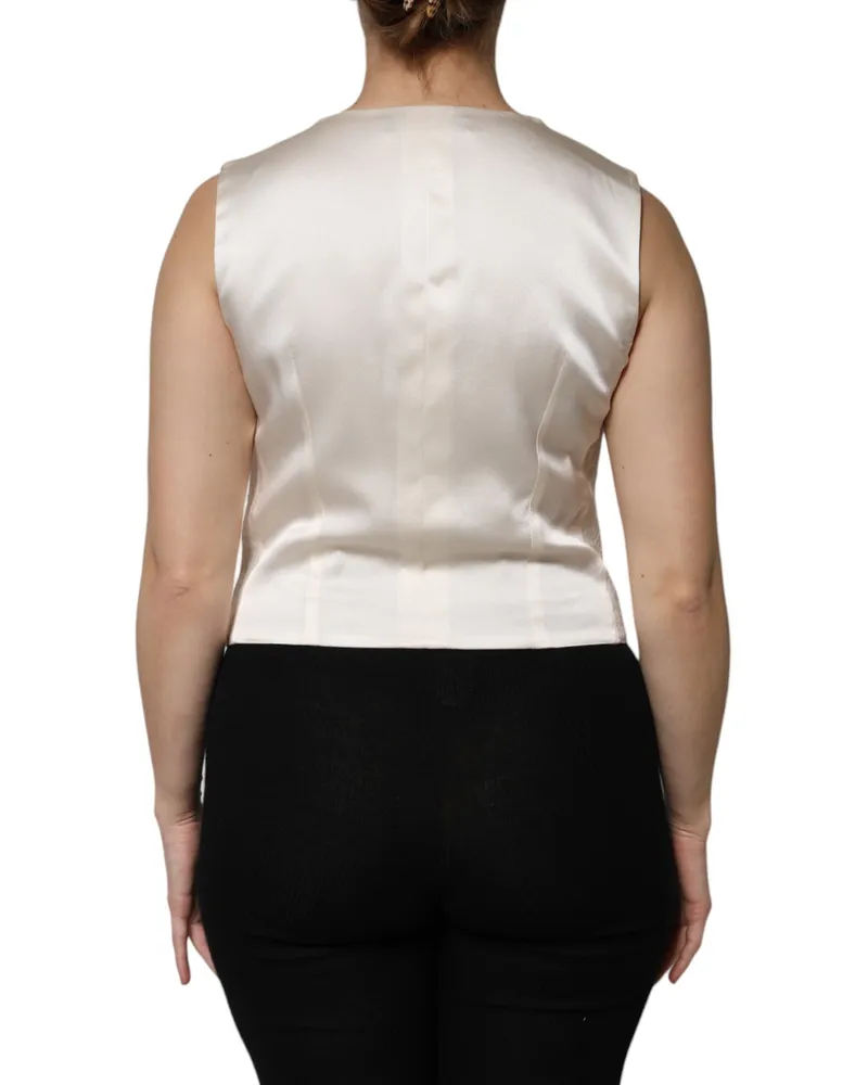 Dolce & Gabbana Cotton-Silk Button-Down Vest — White White