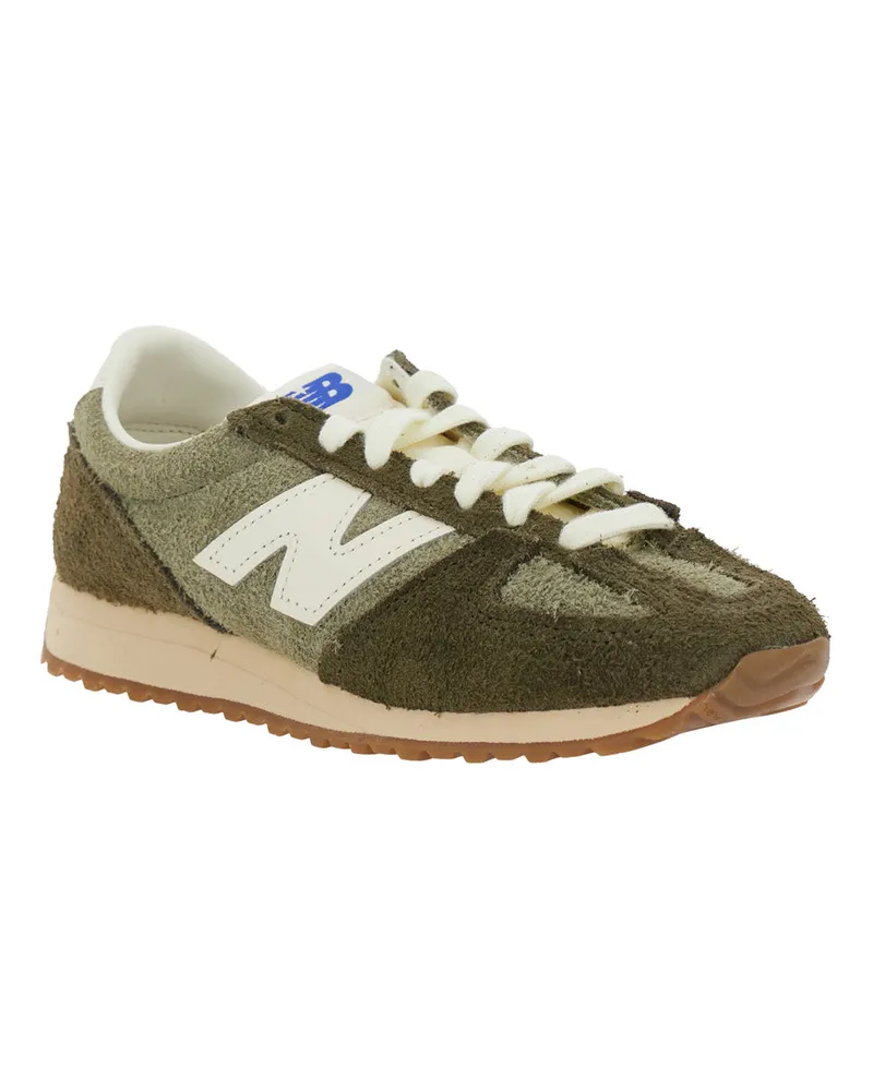 New Balance Unisex Green Low Top Sneakers With Logo Patch Suede Trainers Green