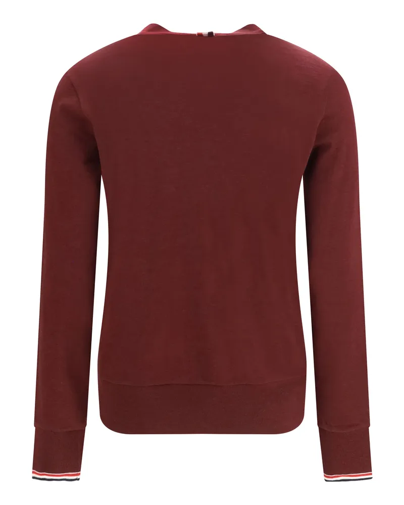 Thom Browne Merino Wool V-Neck Cardigan — Burgundy Burgundy
