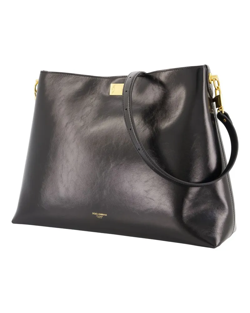 Dolce & Gabbana Women's Vittoria Shoulder Bag -  Leather Black Calfskin Shoulder-Hobo-Bags Black