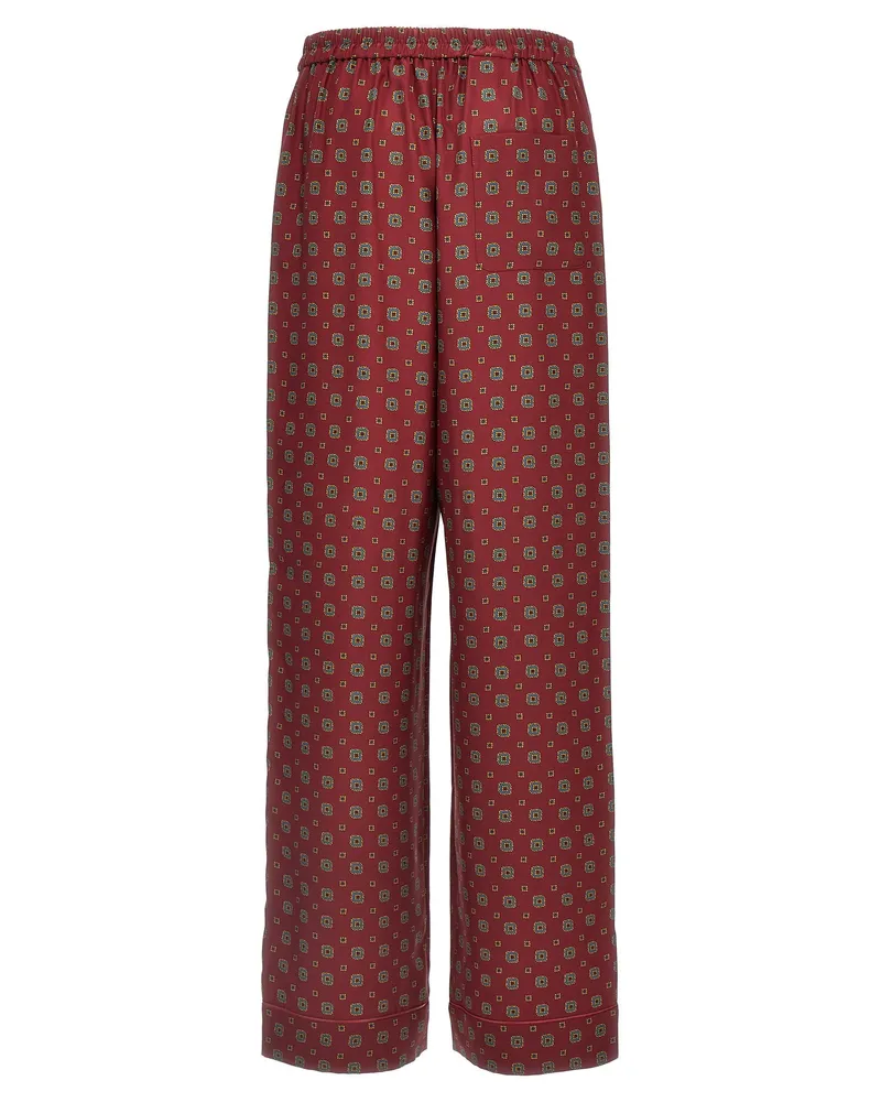 Moschino Patterned Silk Trousers — Red Red