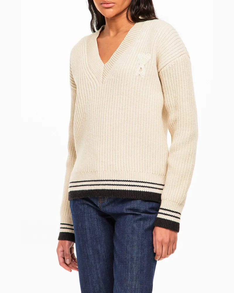 AMI Paris De Coeur Sweater — Beige Beige