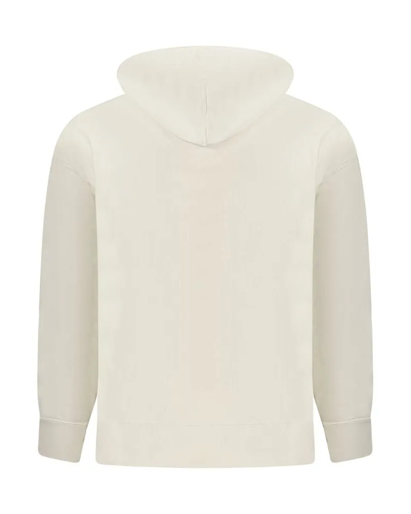 Calvin Klein Embroidered Logo Cotton Hoodie — Beige Beige