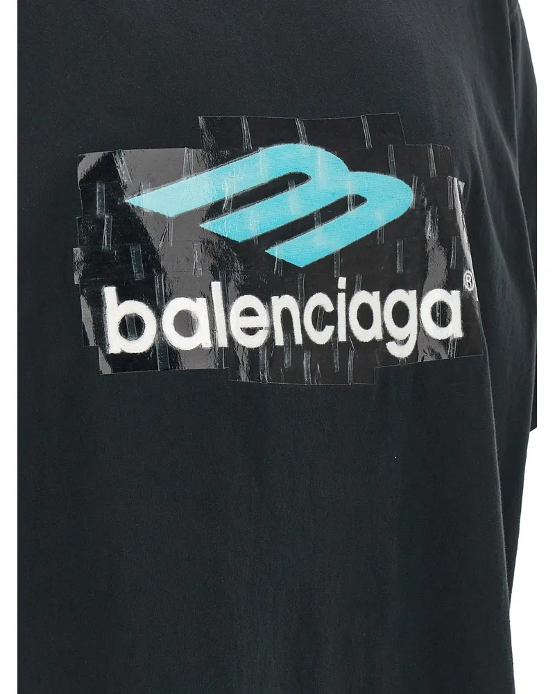 Balenciaga Men Black Cotton T-Shirt Black
