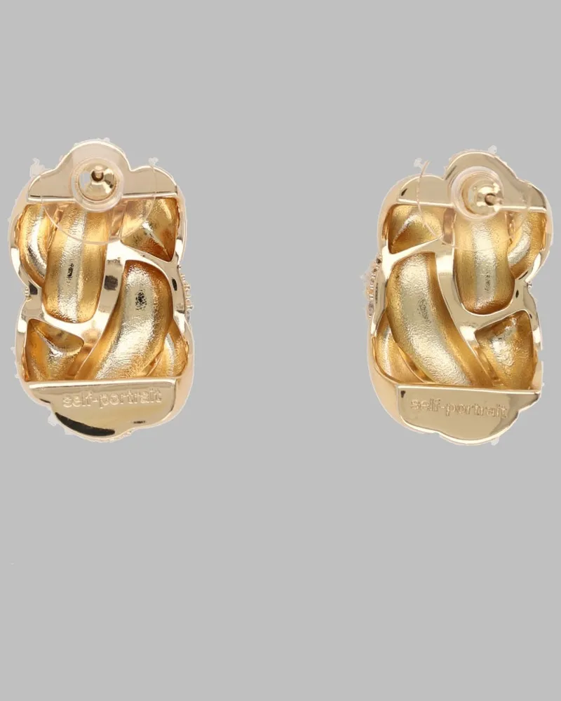Self-Portrait Knot Gold Brass Earrings — Gold Gold