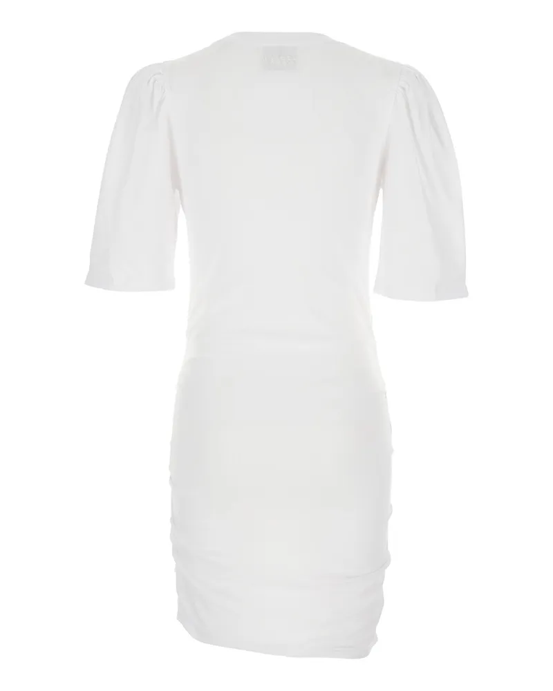 Isabel Marant Women White Crew Neck Dress With Pleated Details Cotton White