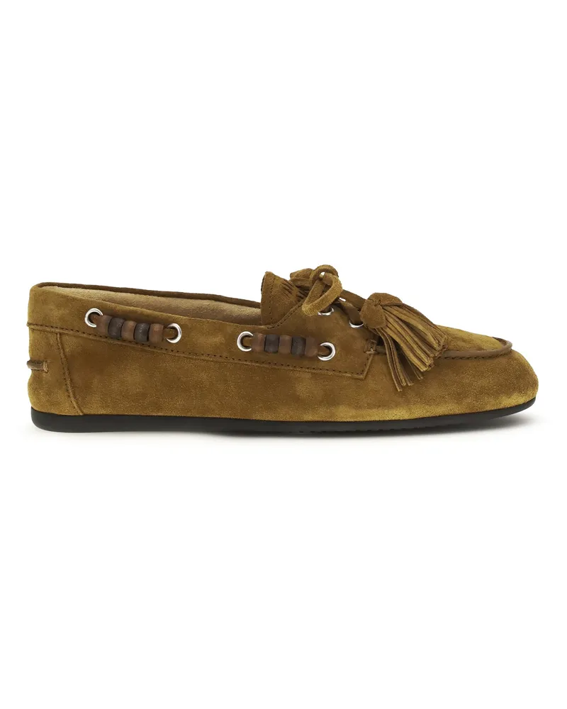 Miu Miu Women's Loafers Olive Suede Calf Leather Olive
