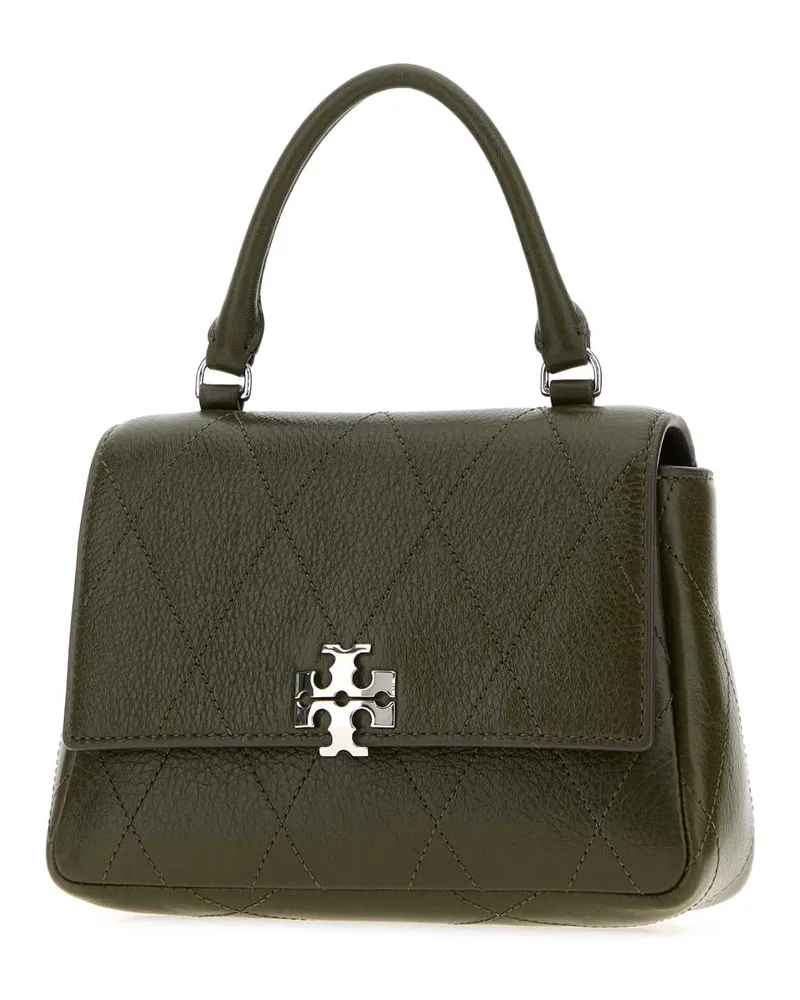 Tory Burch Women's Khaki Leather Mini Charlie Handbag Leccio Portafogli Wallet Green