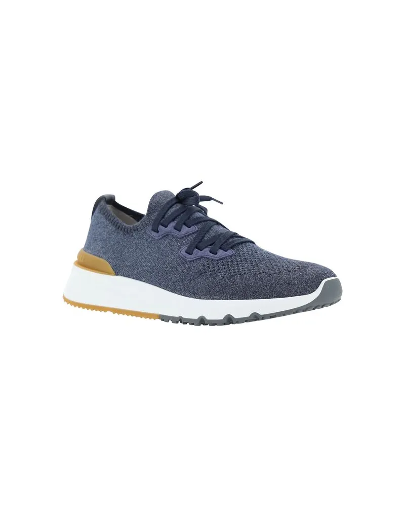 Brunello Cucinelli Cotton Athletic Sneakers — Blue Blue