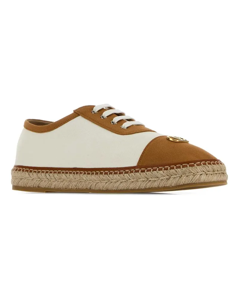 Valentino Garavani Men's Two-Tone Canvas Espadrilles Ivorynocciolaroastedpecan Cotton Espadrillas Beige
